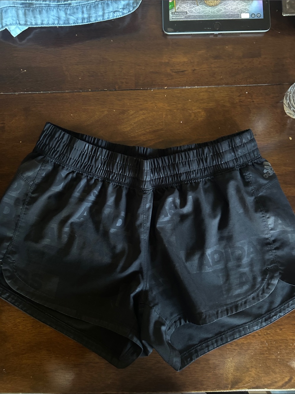 adidas Black Logo-Print Athletic Shorts